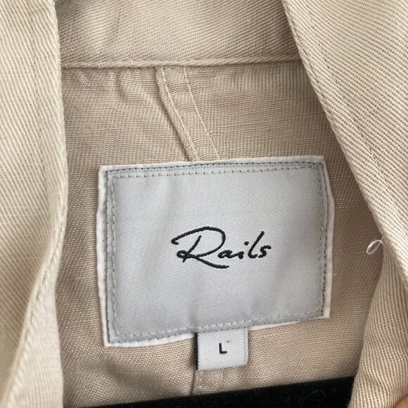 Rails Collins Jacket Linen Full Zip Bone Military Utility Lightweight Large - Picture 8 of 11